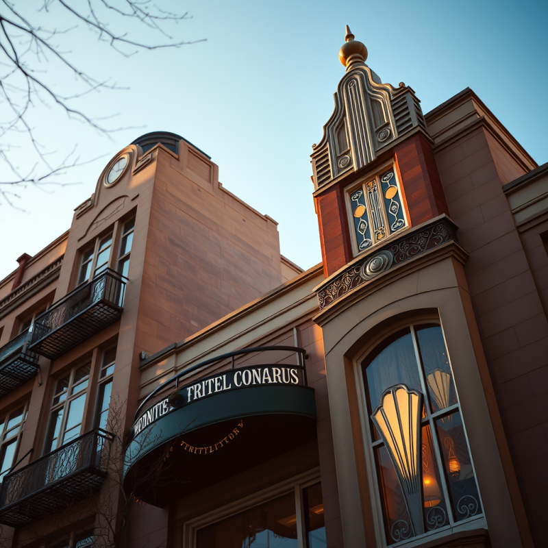 Art Deco Building Details in Golden Afternoon Light