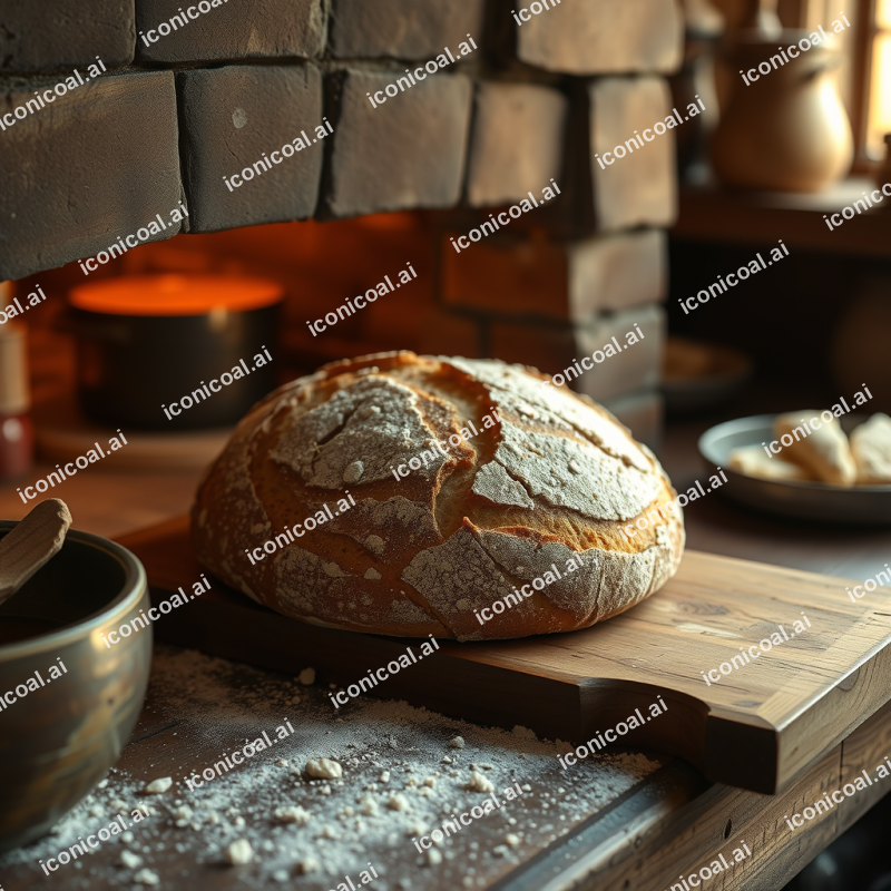 Artisan Sourdough Bread Fresh From Oven Rustic Kitchen Se...