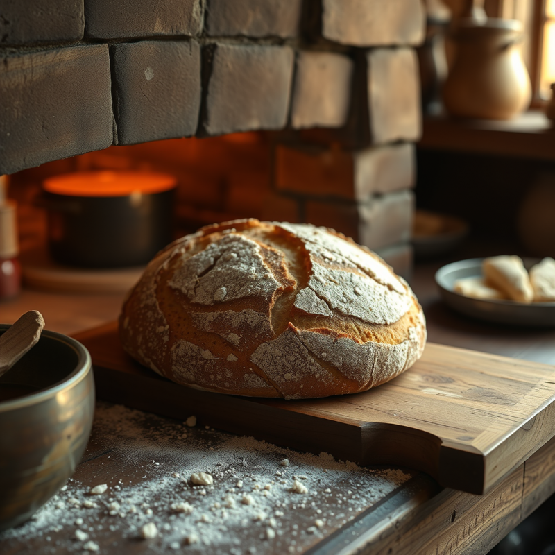 Artisan Sourdough Bread Fresh from Oven Rustic Kitchen Se...