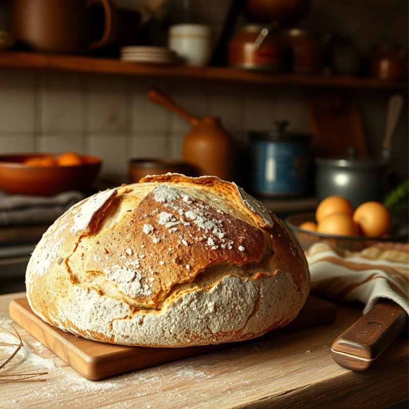 Artisan Sourdough Bread Fresh from Oven Rustic Kitchen Se...