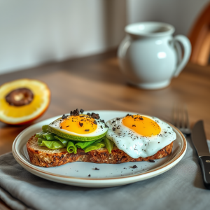 Avocado Toast With Eggs Healthy Brunch Natural Lighting
