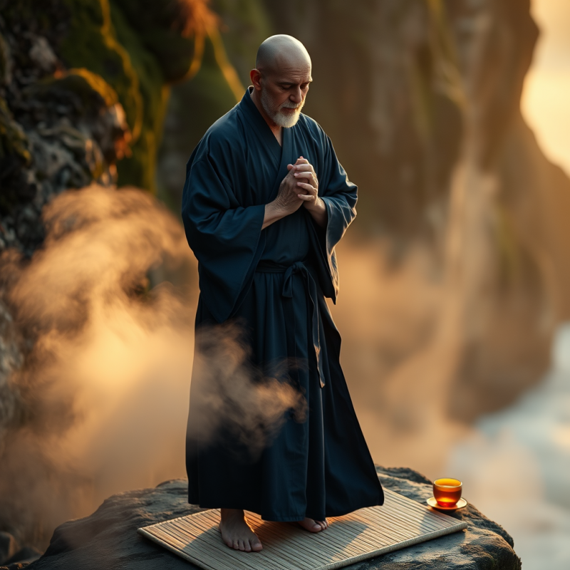 Meditating Monk in Nature