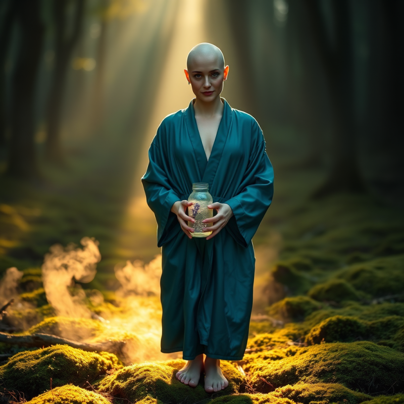 Bald Woman with Glowing Skin