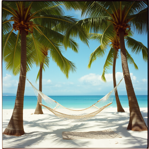 Beach Hammock Between Palm Trees Relaxation Vacation