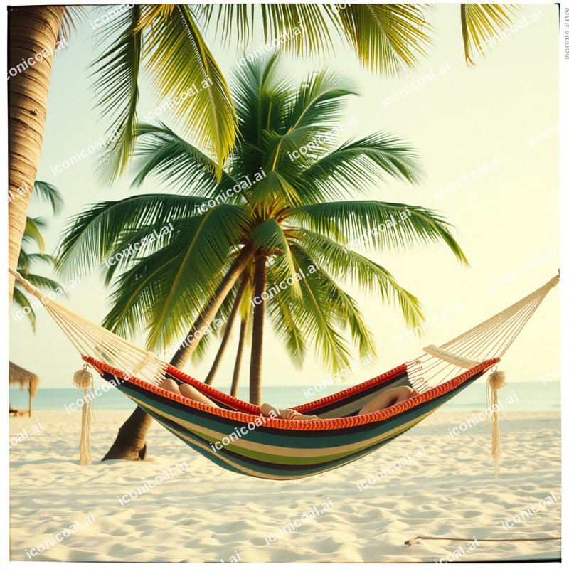 Beach Hammock Between Palm Trees Relaxation Vacation