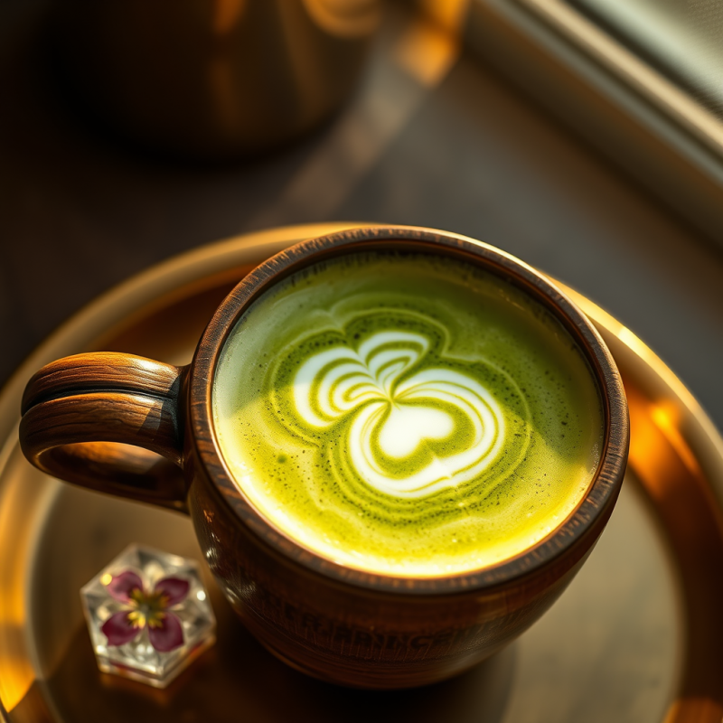 Beautifully Crafted Matcha Latte with a Heart-shaped