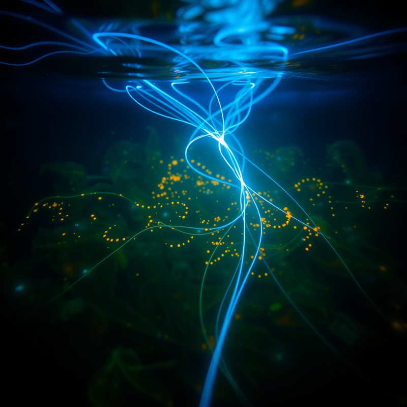 Bioluminescent Plankton Creating Blue Light Trails in Dar...