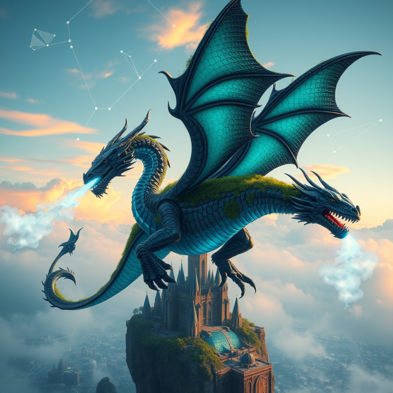 Biomechanical Dragon with Iridescent