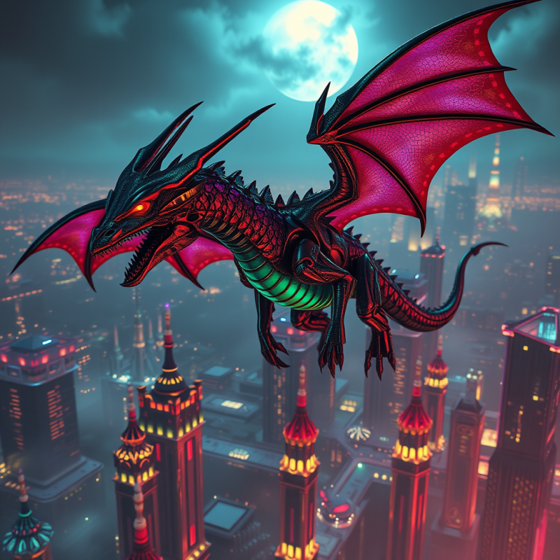 Biomechanical Dragon with Iridescent