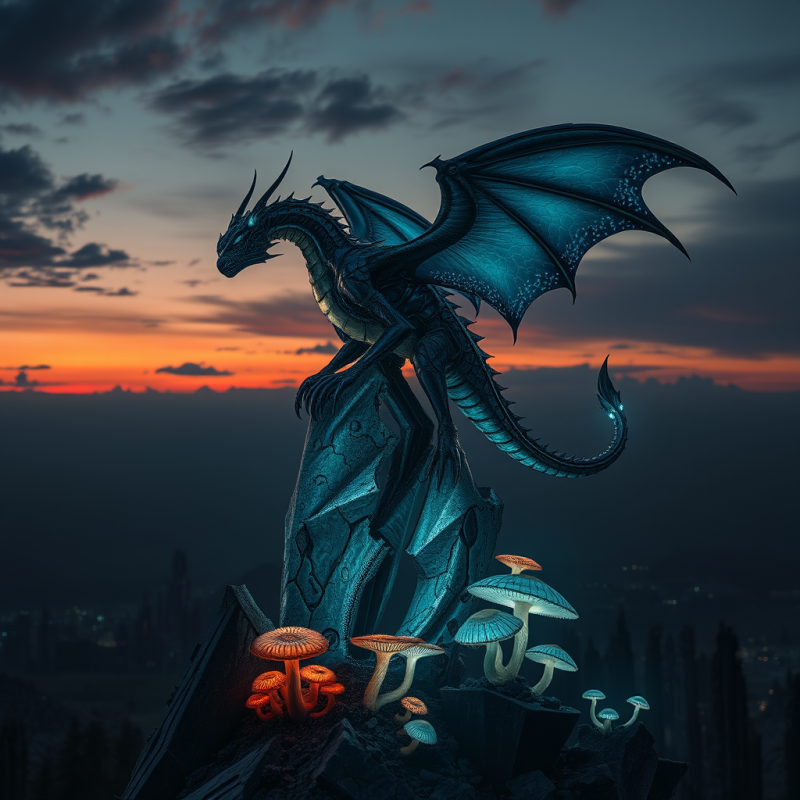 Biomechanical Dragon with Iridescent Chrome Scales and ...