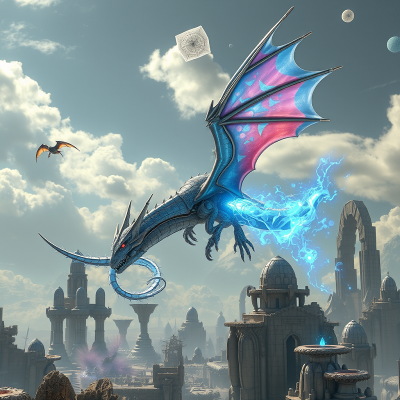 Biomechanical Dragon with Iridescent Chrome Scales and ...