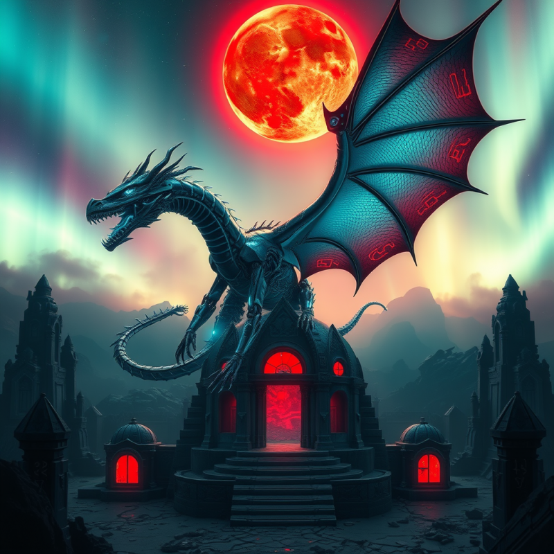 Biomechanical Dragon with Iridescent Chrome Scales and ...