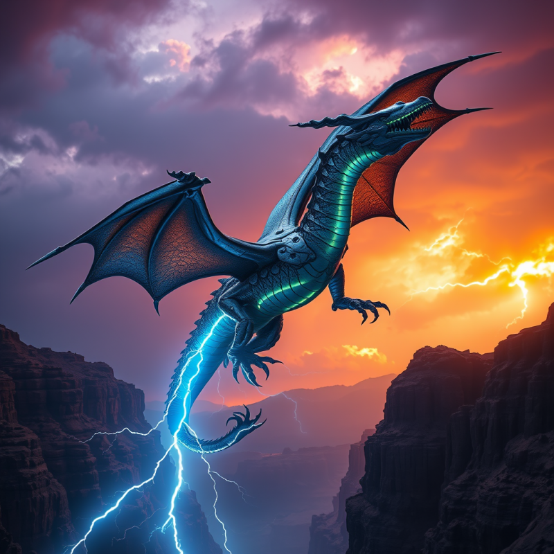 Biomechanical Dragon with Iridescent Chrome Scales and ...