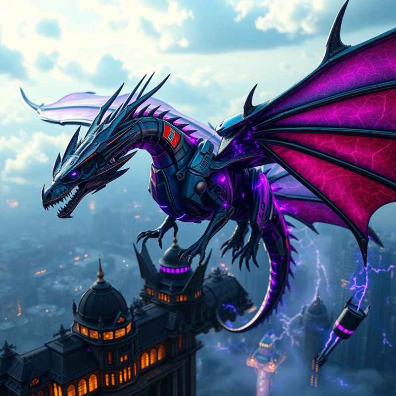 Biomechanical Dragon with Iridescent Chrome Scales and ...