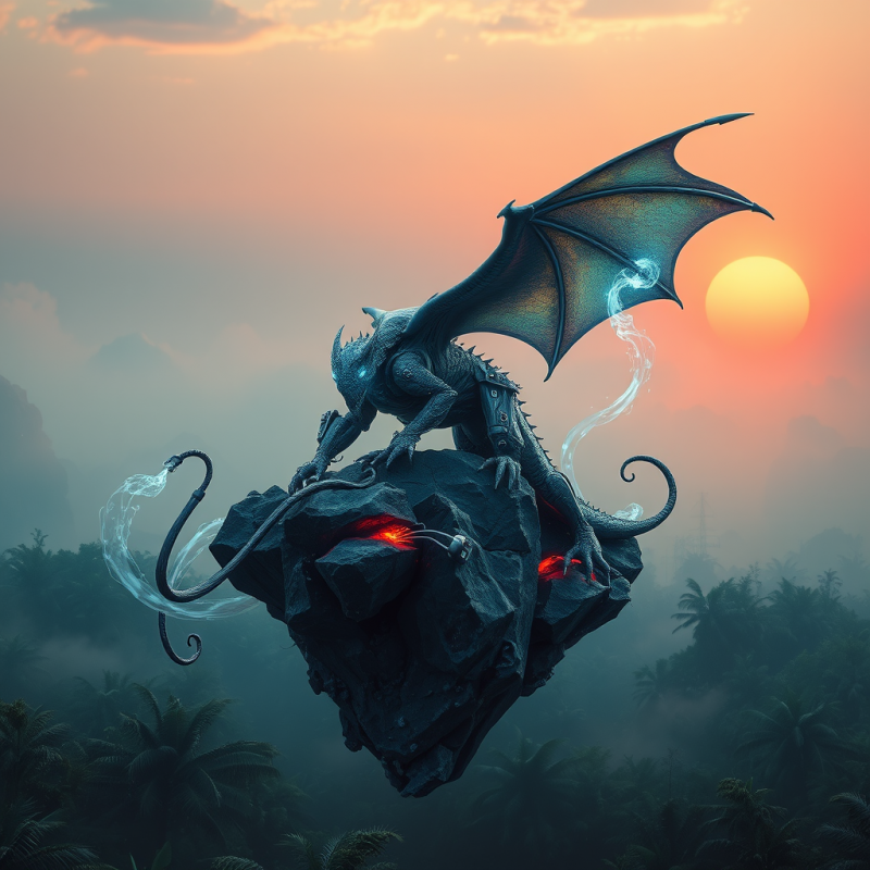 Biomechanical Dragon with Iridescent