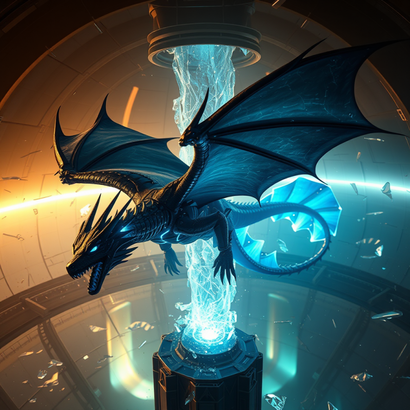 Biomechanical Dragon with Obsidian Scales and Pulsating...