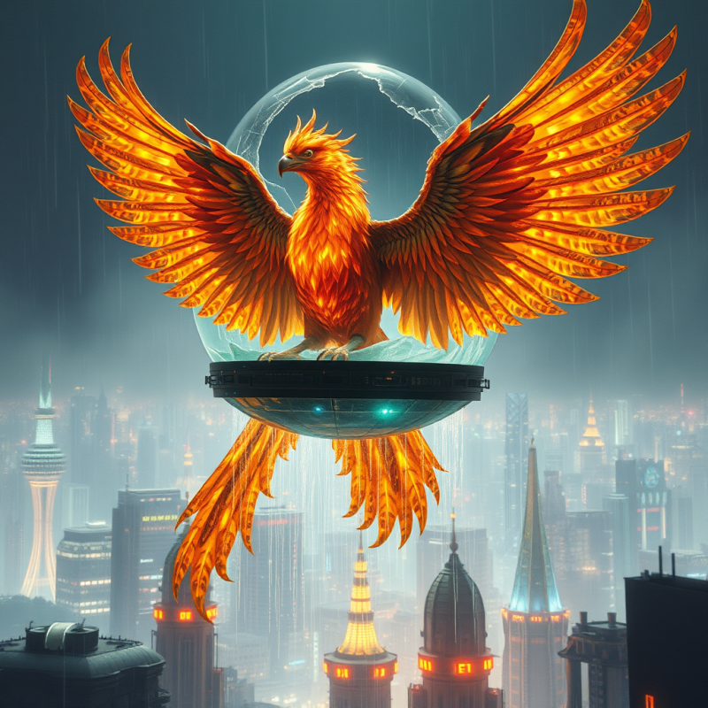 Biomechanical Phoenix with Iridescent