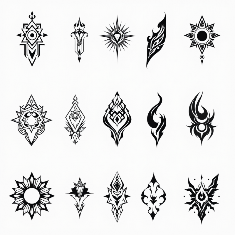 Black and White Tribal Symbol Set