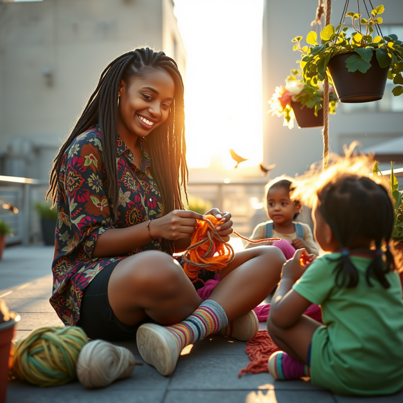 Black Woman with Vibrant Braids