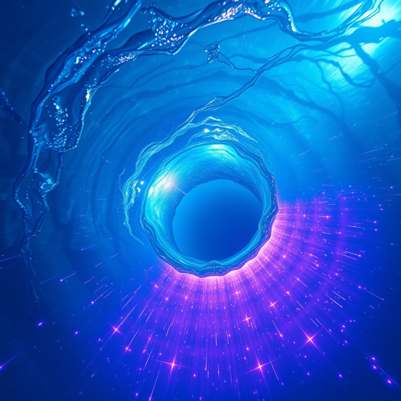 Blue Cosmic Tunnel with Glowing Stars