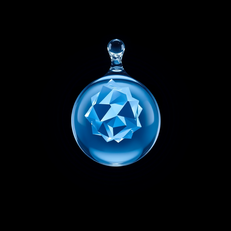 Blue Crystal Sphere in Droplet Pendant