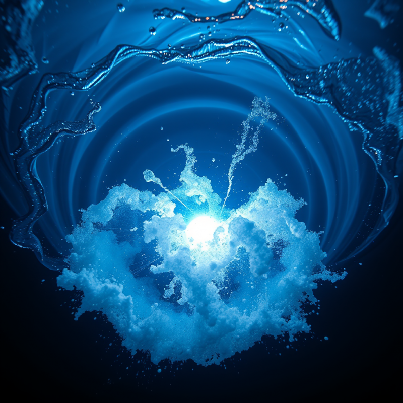 Blue Water Splash with Radiant Core