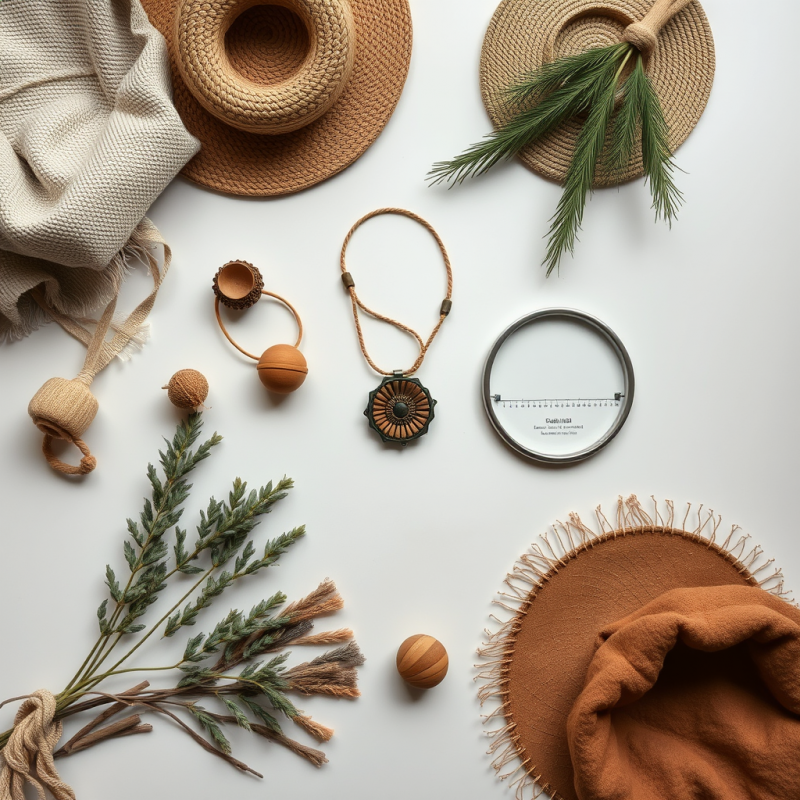 Bohemian Accessories and Natural Materials Styling Flat Lay
