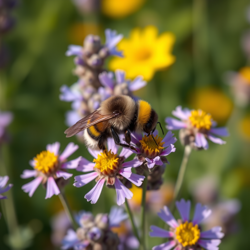 Bumblebee on Lavender Flowers