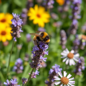 Bumblebee On Lavender Flowers