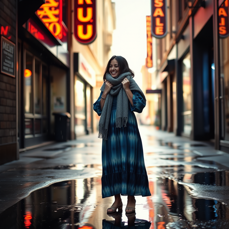 Candid Moment of a Woman in a Vibrant