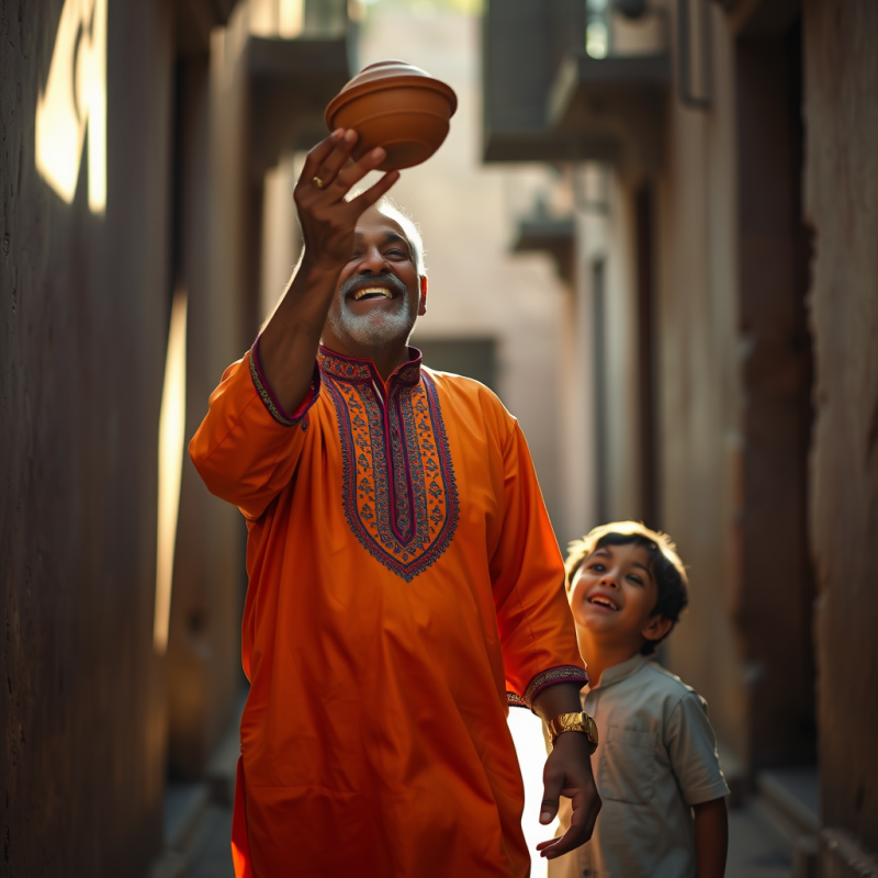 Candid Shot of a Middle-aged Man in a Vibrant