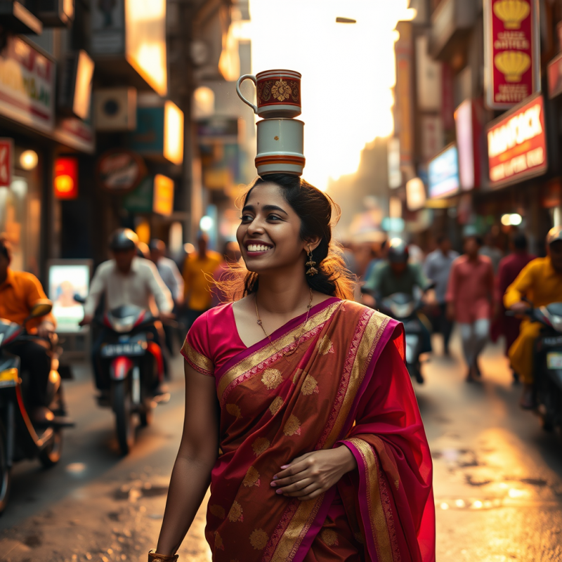 Candid Shot of a Young Woman in a Vibrant