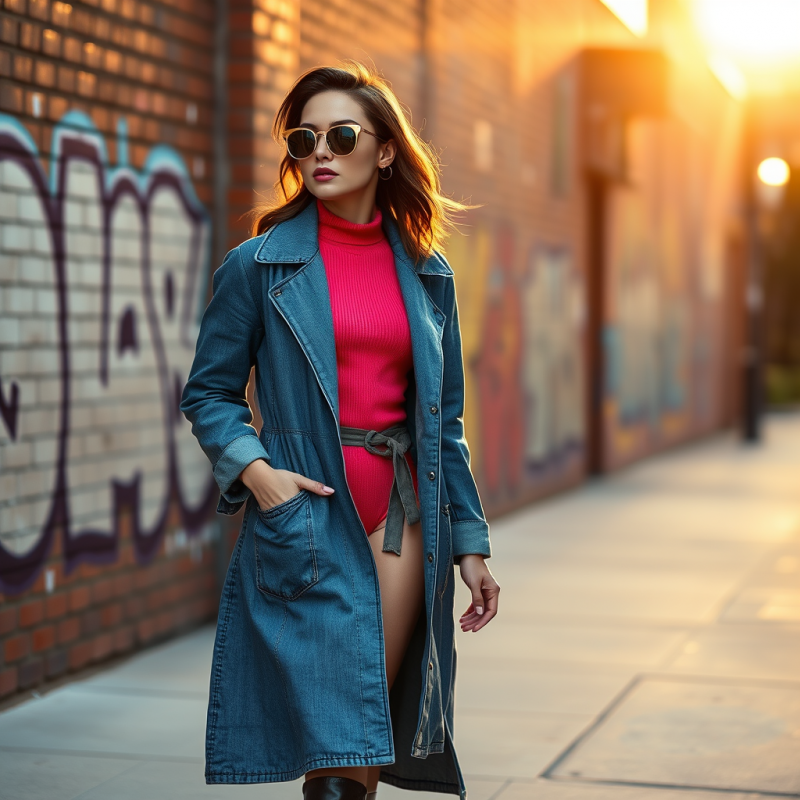 Candid Street-style Shot of a Nonbinary Model in a Hand...