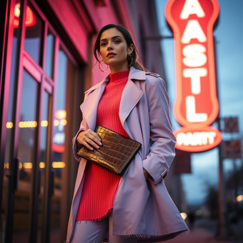 Candid Street-style Shot of a Woman in a Pastel Lavende...