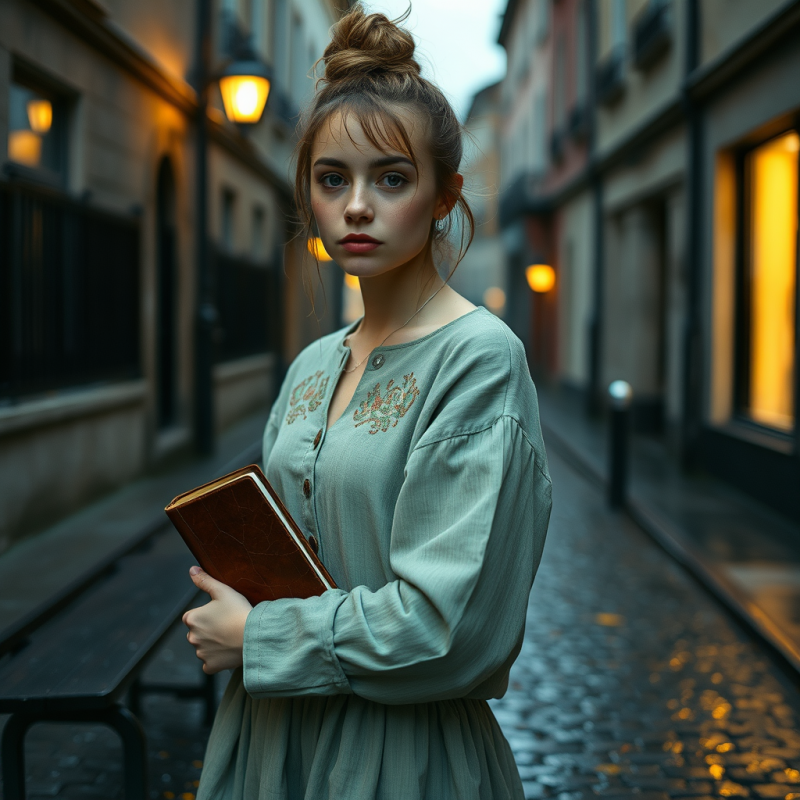 Candid Vertical Fashion Shot of a Young Woman with Frec...
