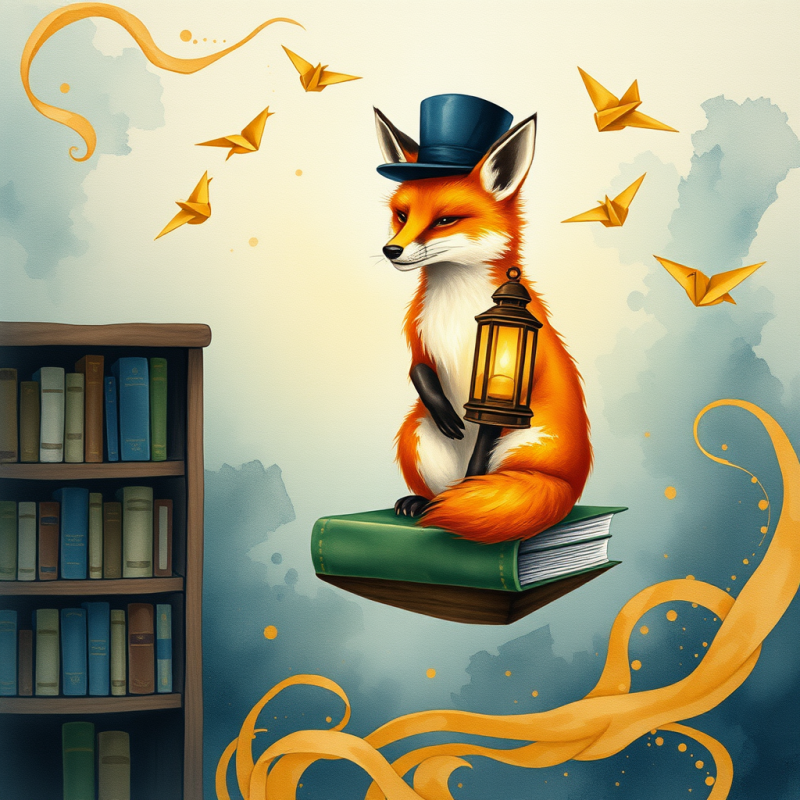 Charming Anthropomorphic Fox in a Top Hat Holds a