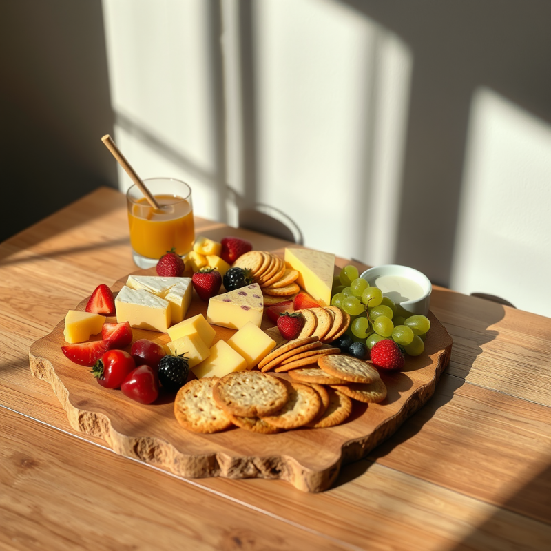 Cheese Board with Fruits and Crackers Entertaining Spread