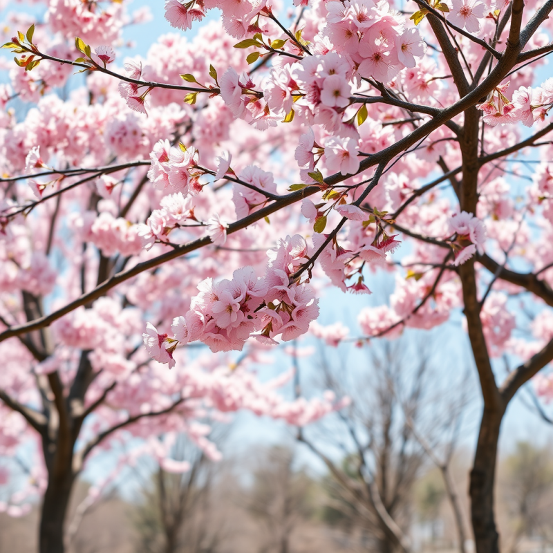 Cherry Blossom Trees in Full Bloom Pink Spring