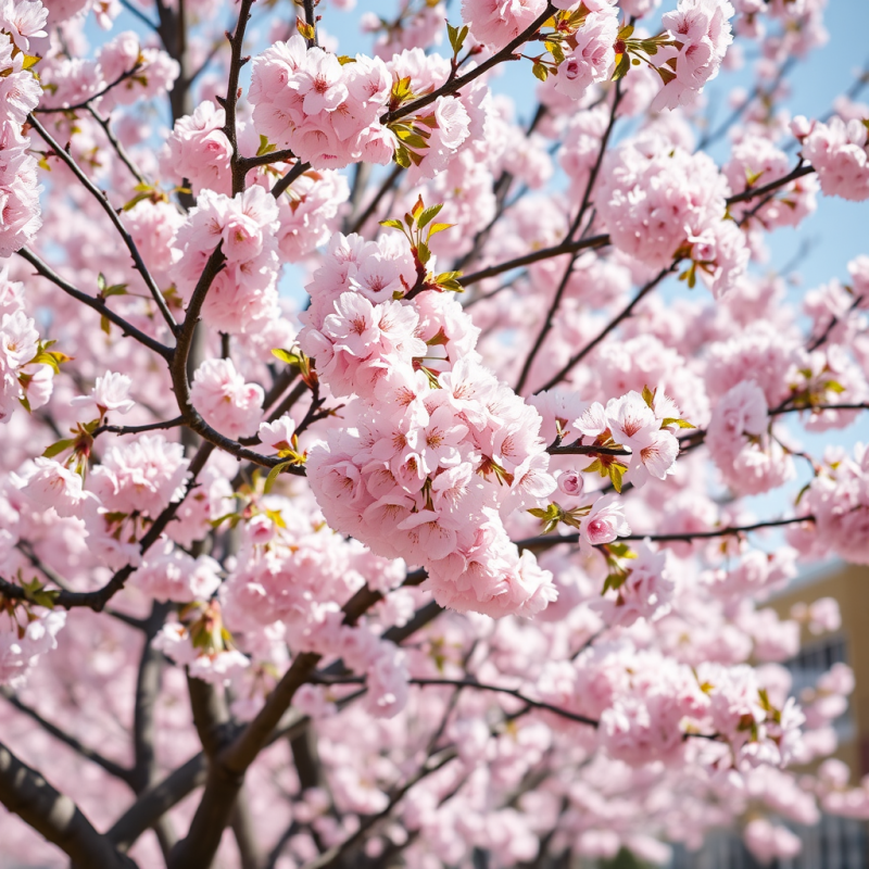 Cherry Blossom Trees in Full Bloom Pink Spring