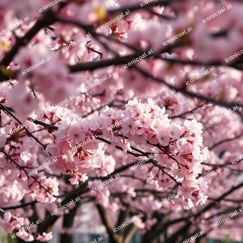 Cherry Blossom Trees In Full Bloom Pink Spring
