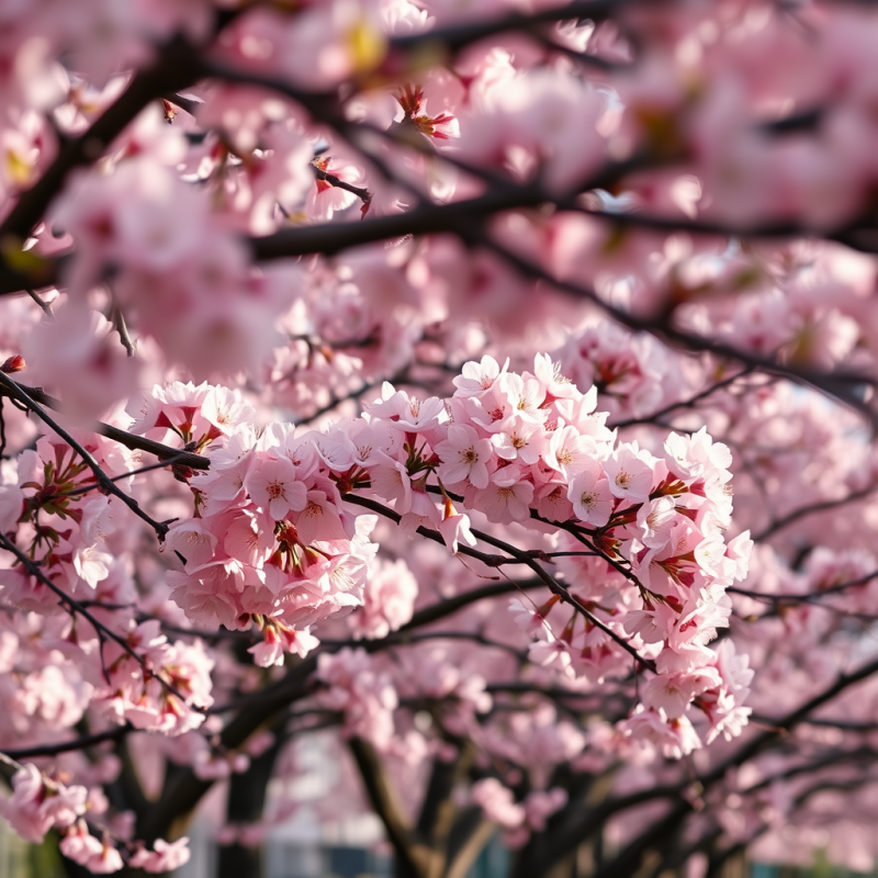 Cherry Blossom Trees in Full Bloom Pink Spring