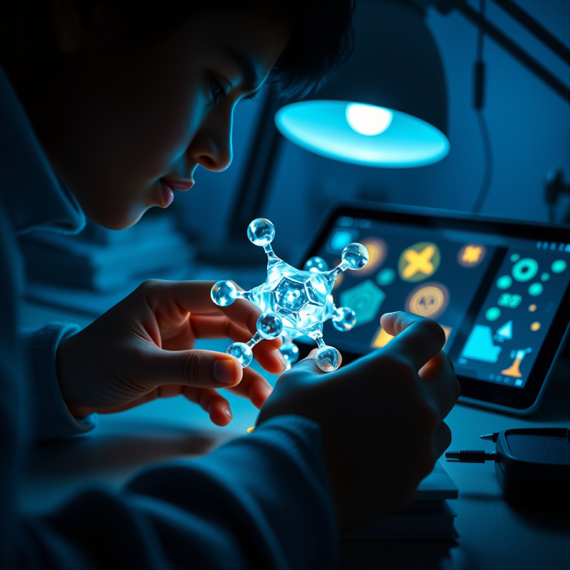 Child Intently Examines a Glowing, Translucent