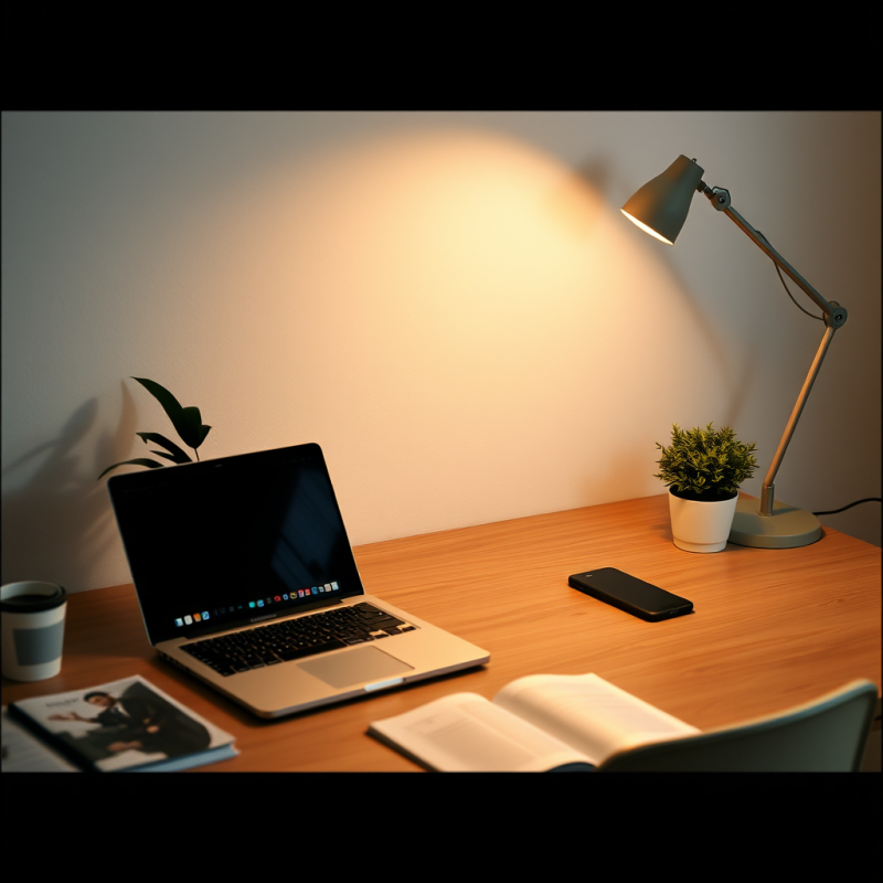 Clean Desk Setup with Modern Laptop and Plant Minimal