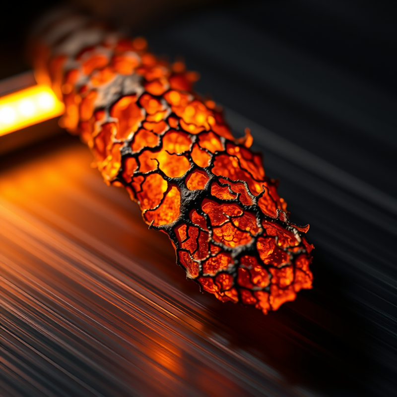 Close-up Abstract Shot Of Molten Copper Cooling Mid-air