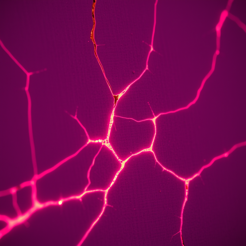 Close-up Macro Of A Single Cracked Neon-pink Ceramic Tile...