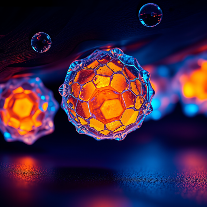 Close-up Macro Of Crystallized Sulfuric Acid Droplets Sus...