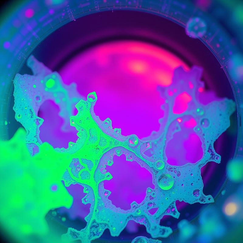 Close-up Macro of Neon-green Fractal Ice Crystals Forming...