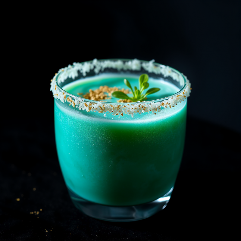 Close-up Macro Shot of a Glowing Neon-blue Spirulina Sm...