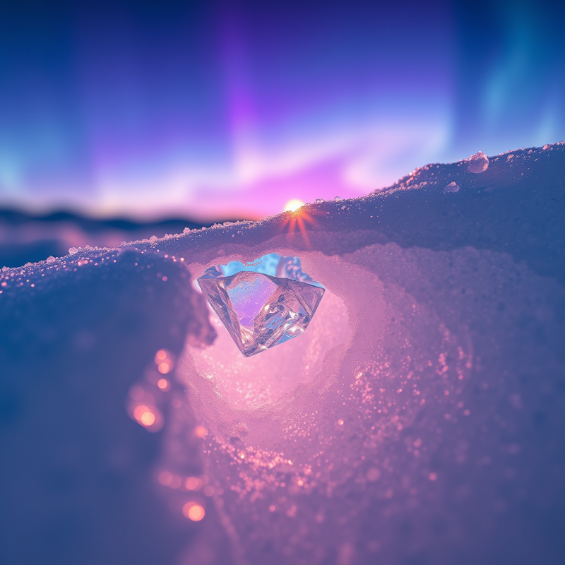 Close-up Macro Shot of Crystalline Frost Forming in Fract...