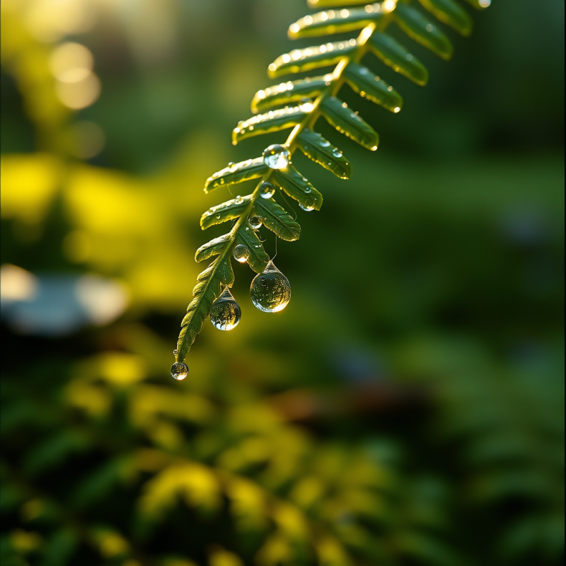 Close-up Macro Shot of Dewdrops Clinging to Spider Silk...